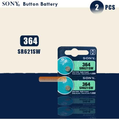 2pcs Sony 100% Original 364 SR621SW V364 SR60 SR621 AG1 Watch Battery Button Coin Cell MADE IN JAPAN