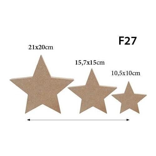 3'lü Set Star Figure Trinket Wooden Object CODE: F27 paintable decorative objects декоративные предметы под роспись