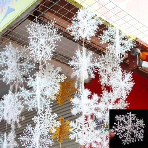 30Pcs Xmas Classic Charming White Snowflake New Year Party Holiday Decor Christmas Tree Ornaments Christmas Decorations For Home