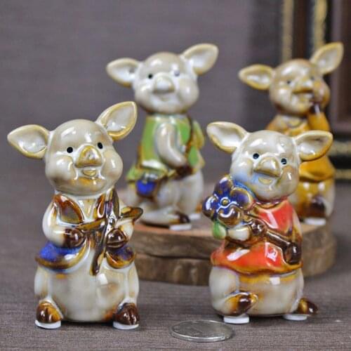 4pcs Cute Pig Ceramic Home Decor Ornaments Figurines Crafts Lovely Musical Instruments Pigs Funny Porcelain Piggy Decorations