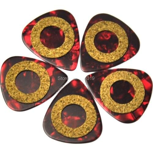 40pcs New Medium 0.71mm Antiskid Cork Grip Celluloid 351 Guitar Picks Plectrums Pearl Red