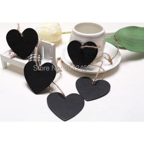 500pcs/lot Wholesale 6.5*6cm Mini Heart Chalkboard Blackboard With String Label Tags Wedding Place Card HB06-500