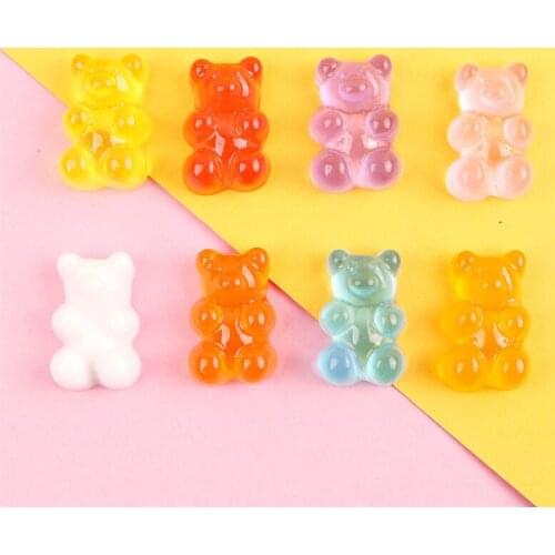 8pcs 12*18MM Sweet Gummy bear Many color Bear phone Resin Cabochons charms for headwear Handmade DIY Accessories