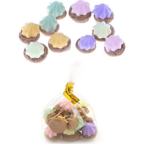 9PCS/LOT 1:12 Scale Mini Macaron Biscuit cake with Glass Dish Dollhouse Miniture Food Toy Kitchen Pretend Play Accessory