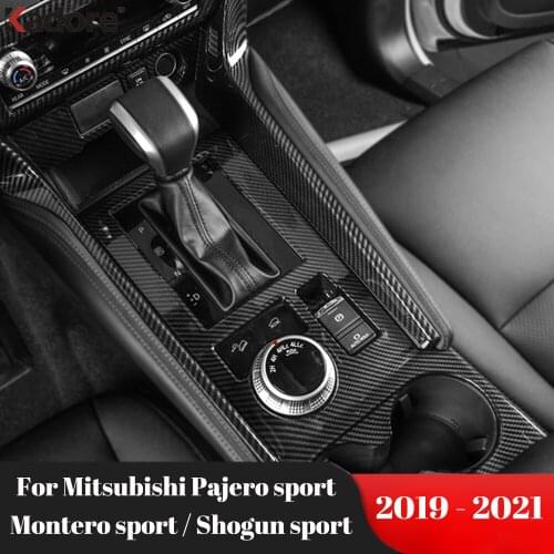 Car Interior Gear Shift Panel Cover Trim For Mitsubishi Pajero sport/Montero sport/Shogun sport 2019 2020 2021 Carbon Fiber
