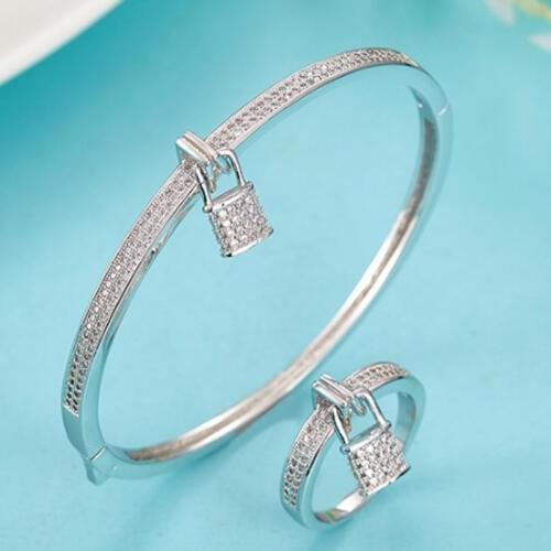 Brand Wedding cubic Zirconia Key bracelet & bangles For Women Love Chain Gold Bangle Aneis Anel copper Wedding Accessories