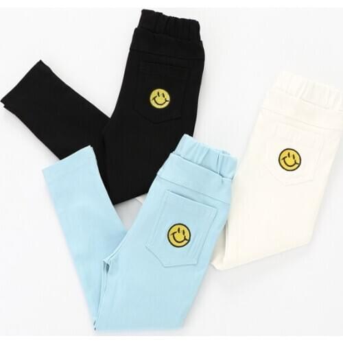 Trousers Autumn New Product Korean Garment Pants Smiling Face Expression Underpant Girl Baby Self-cultivation Pants Long Pants