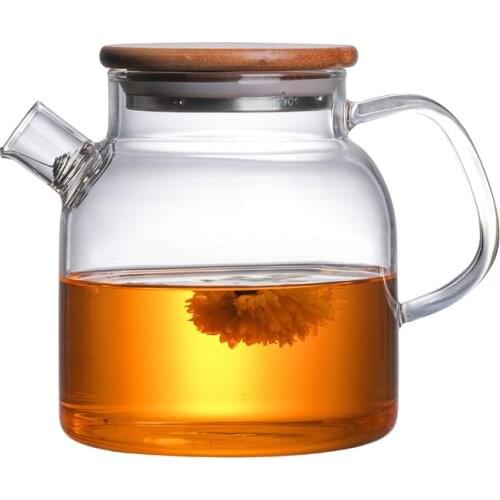 Borosilicate Glass Teapot Big Transparent 600ml 1L/1.8L Heat-Resistant Large Clear Pot Flower Set Puer Kettle Office Home Tool
