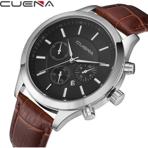 2019 CUENA New Fashion Leather Watch Sport Watches Men Montre Reloj Relogio Clock Saat Hour Dropshipping Wristwatch