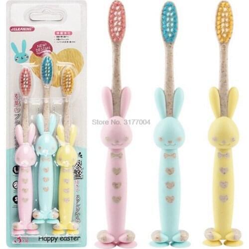 DHL 100set 3pcs/set Baby Soft-bristled Toothbrush Children Cartoon Character Training Toothbrushes Baby Dental Care Tooth Brush