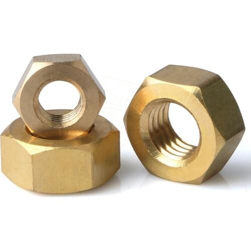 DIN934 Solid Brass Copper Hex Hexagon Nut for M1 M1.2 M1.4 M1.6 M2 M2.5 M3 M4 M5 M6 M8 M10 M12 M14 M16 Screw Bolt Metric Thread