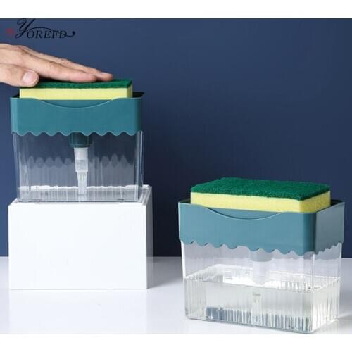 OYOREFD 385ml 2 in-1 Pump Soap Dispenser With Sponge Caddy For Dish Soap And Sponge Clean Dispensador For Kitchen Bathroom