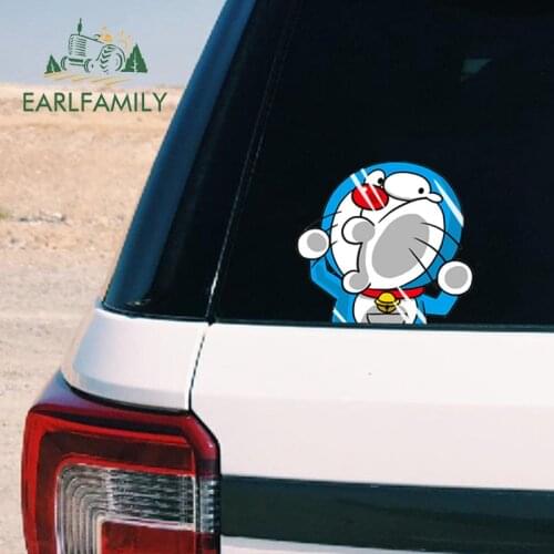 EARLFAMILY 13cm x 11.9cm for Doraemon Anime Campervan Car Stickers Rear Windshield Decal Car Assessoires Vinyl Motorcycle Decor
