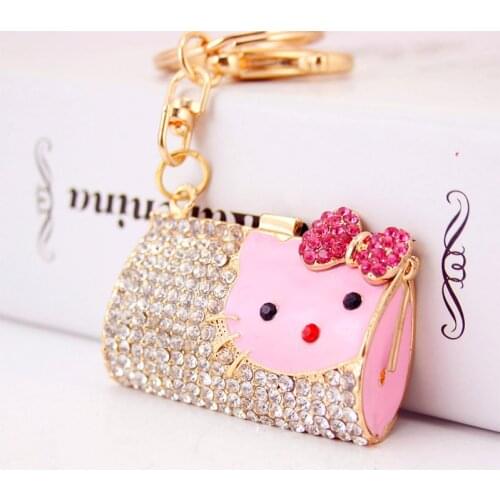 European and American fashion creative cute cartoon kitten head shape handbag keychain metal pendant accessories