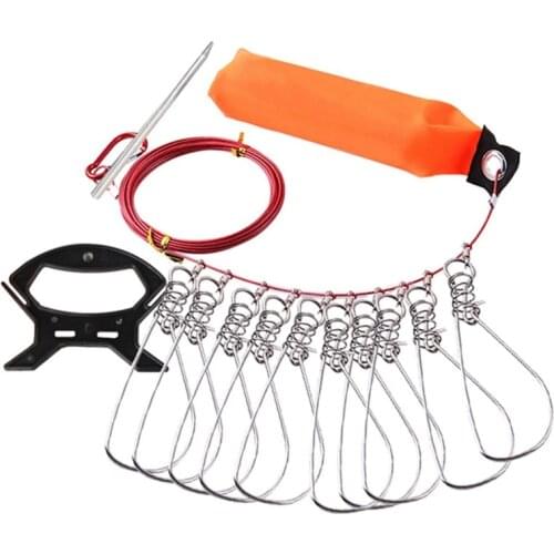 5m Fishing Lock Buckle Fish Stringer Chain Stringer With Float Live Fish Lure Lock Belt Fishing Accessories 10 Buckle Red