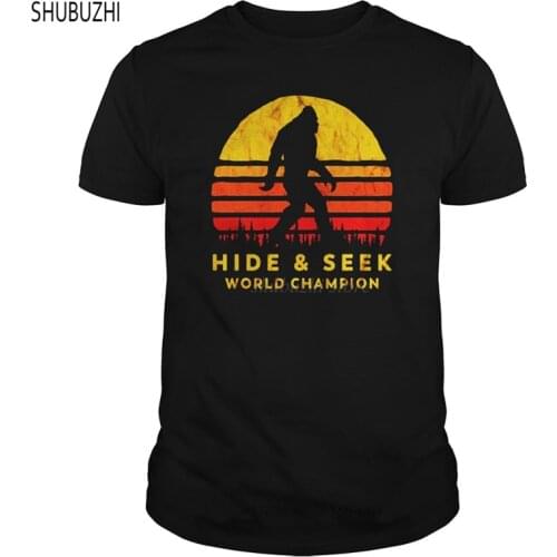 Cotton tshirt Funny Men t shirt novelty tshirt Retro Hide Seek World Champ Bigfoot Sun Tee - Believe cool T-Shirt sbz489
