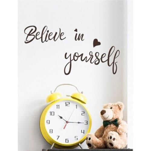 Hot Sale 1 Pc Wall Sticker Believe In Yourself Inspirational Black Wall Stickers Home Decor Living Room Decals