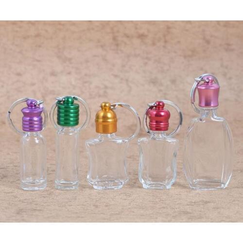 Personality Refillable Essential Oils Empty Bottle Portable Mini Travel Glass Bottles With Key Ring F20172459
