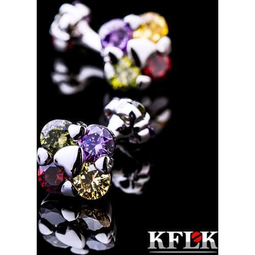 KFLK jewelry fashion brand of shirts cufflinks multicolor crystal cufflink luxury wedding button male high quality guests