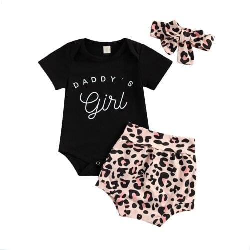 Citgeett Summer 0-18M Newborn Baby Girls 2-piece Outfit Set Short Sleeve Romper +Leopard Shorts Set Clothes