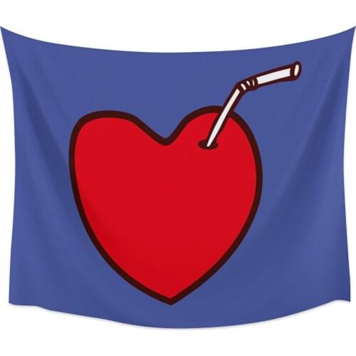 Red Love Straw Wall Tapestry Home Wall Decor Tapestry Cover Beach Towel Picnic Mat Yoga Mat