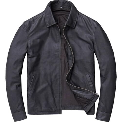 Slim Fit 4XL Sheepskin Jacket Coats For Mens Motorcycle Clothing Mans Real Leather Jacket Vintage Male Streetwear Black AA23