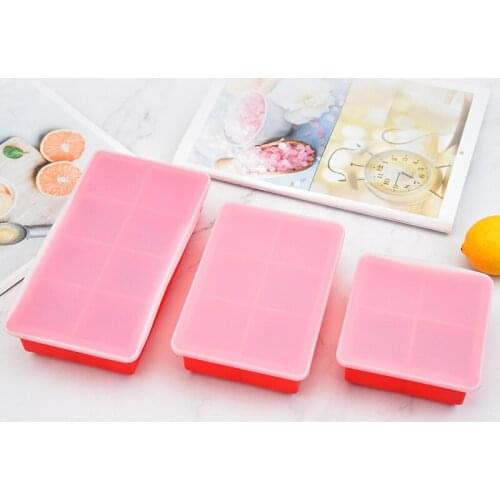 4/6/8 Grid Square Silicone Ice Tray Mold with Lid Whiskey Ice Maker Kitchen Tool Silicone Mold Tray