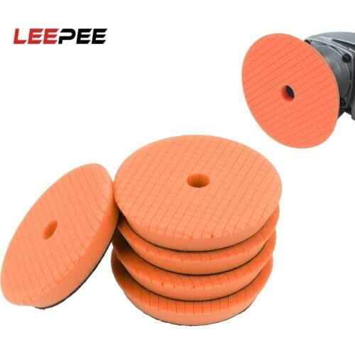 LEEPEE 5Pieces/set Sponge Foam Pads Abrasive Disc 6 Inch Car Polish Buffing Pad Waxing Sponge Car Polishing Kit