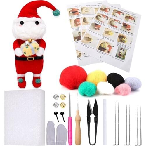 LMDZ Christmas Wool Felt Needle Starter Kit Felting Supplies Fabric Craft Yarn Roving DIY Spinning Sewing Needlework Accessories