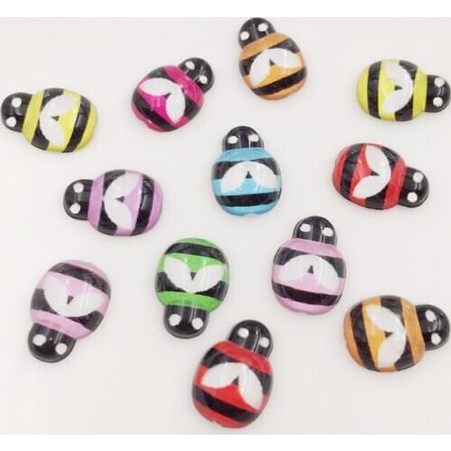 New 100pcs Resin Cute Colorful Beautiful Flower Beetle Craft Buttons Flatback Rhinestone Appliques DIY Wedding Scrapbook F833