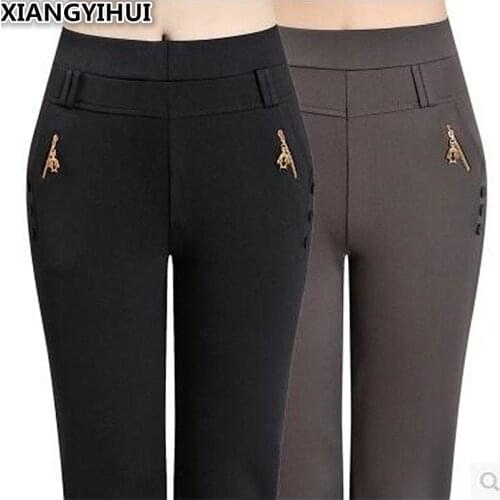 The elderly female clothing and cotton trousers mother warm season and thicken the elastic waist grandma pants 0380