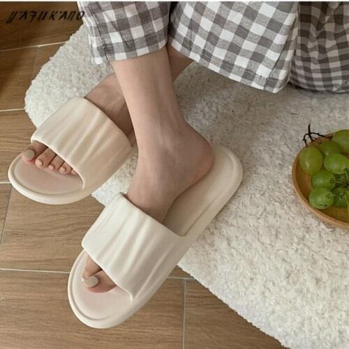 Simple Fashion Non-Slip EVA Slippers Summer Shoes Indoor Home Bathroom Soft Bottom Light Sandals And Slippers Pleated Slides