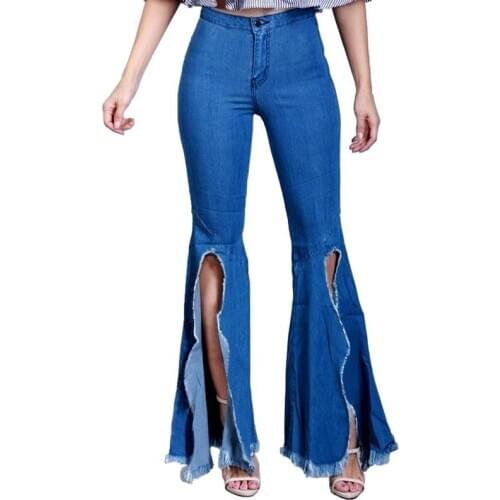 Bell Bottom Jeans Pants Women High Waist Plus Size Free Shipping Fashion Wide Denim Stretch Flared Jeans Ladies Push Up Trousers