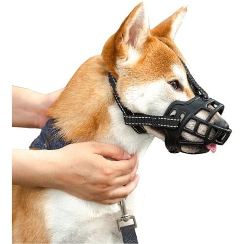 Dog Muzzles Reflective Silicone Mouth Mask for Small Large Dogs Anti-Biting Adjustable Breathable Soft Puppy Mask Pet Supplies