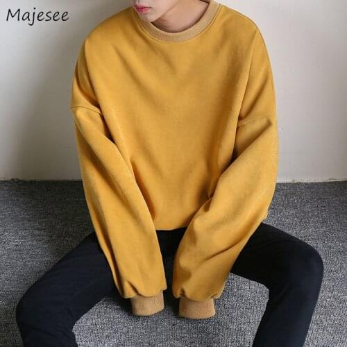 Spring Sweatshirts Men Solid All Match Simple Korean Style Daily Leisure Mens No Hat Hoodies Hot Sale Comfortable O-neck Chic
