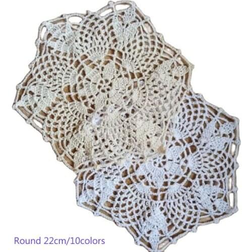 Vintage lace cotton table place mat crochet placemat glass pad Christmas drink coaster tea cup mug coffee dining doily kitchen