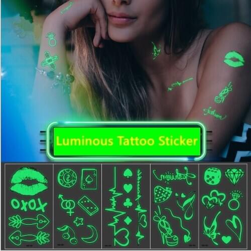 Waterproof Luminous Party Tattoo Sticker For Women Bar Skull Flash Fake Tattoos Body Arm Art Temporary Tatoo Snake