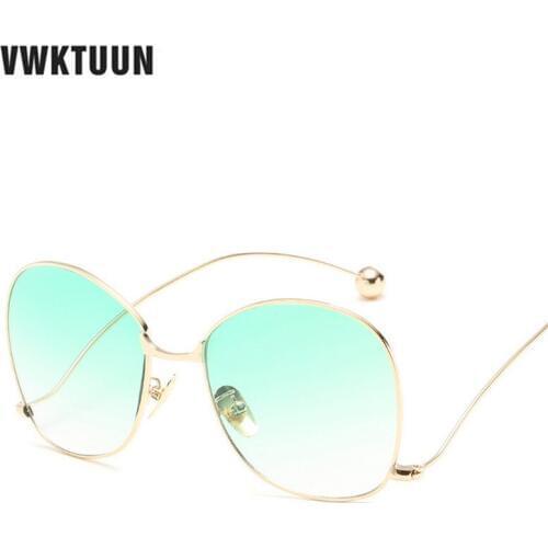 VWKTUUN Sunglasses Women Oversize Brand Desginer Celar Lens Glasses Transparent Gradient Sun glasses For Women Gold Frame Oculos