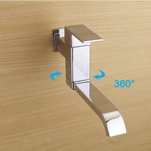 High quality copper into wall type kitchen single cooled faucet into wall type single cooled faucet balcony extended mop pool wa