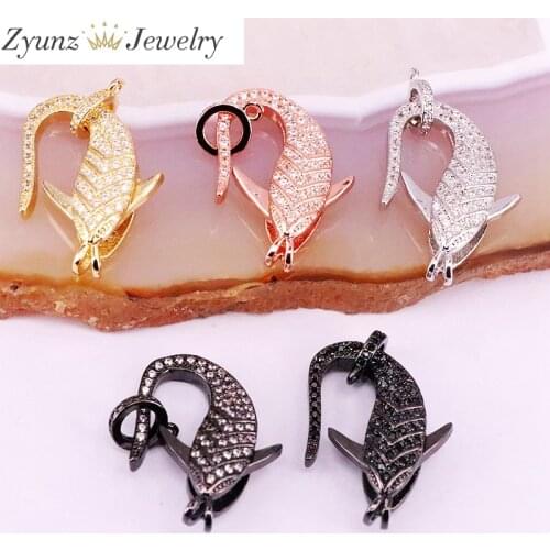 5PCS, CZ Micro Pave Lobster Claw Clasp, CZ Pave Clasp, Rose gold/Gold/Silver Color/Black color