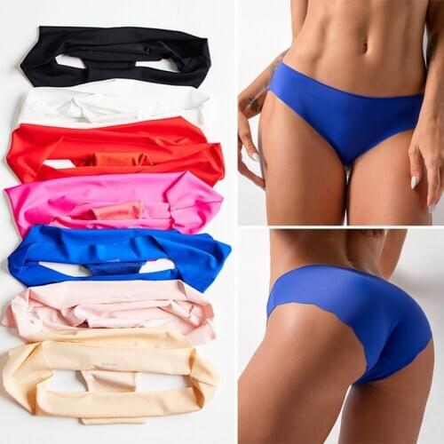 Women Underwear Sexy Silk Seamless Lingerie Panties Panty Low-Rise Ladies Underwear Solid Invisible Pant Low Waist Briefs
