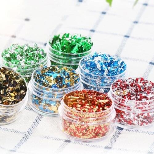 1Box Gold Foils Glitter Flakes Sequins Filler DIY Nail Art Decoration UV Epoxy Resin Mold Filling Colorful Foil Paper Materials