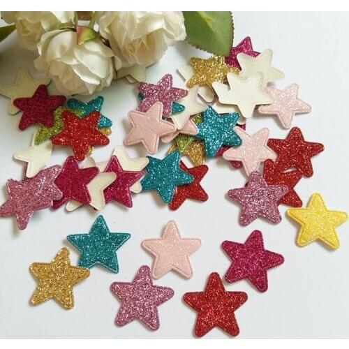 100pcs Colored Glitter Star DIY patch for craft decoration 23mm padded floral felt for Craft supplies DIY for Craft Decoration