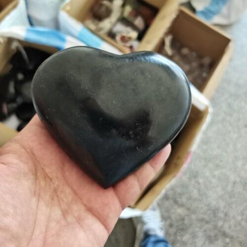 11cm Natural Black Tourmaline love heart Halloween Gift Family Study Decoration Stone Mineral Quartz Treatment Repair Energy