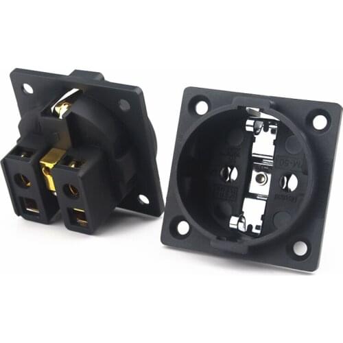 2Pcs EU Socket Power Filter Sockets 16A 250V Gold-plated Plated Audio Adapter