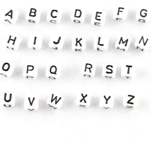 200pcs Letter Alphabet Resin Square Space Beading Beads Baby Name Pacifier Clip Jewelry Making Necklace&Bracelet DIY Beads 6mm