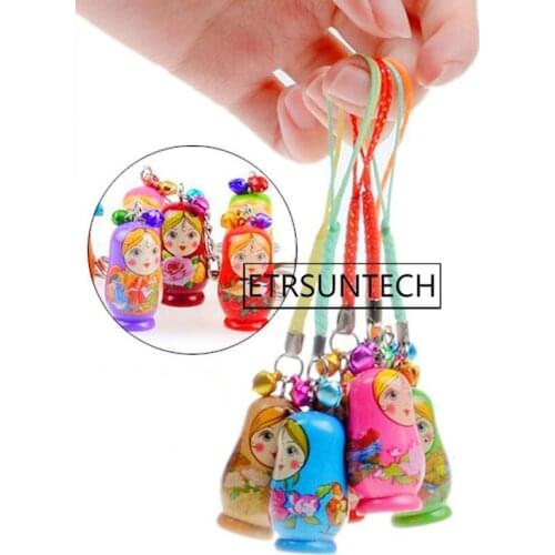 240pcs Wood Creative Russian Dolls Keychains Key Rings Christmas Gifts Decorative Russian Matryoshka Key Chains Party Favor