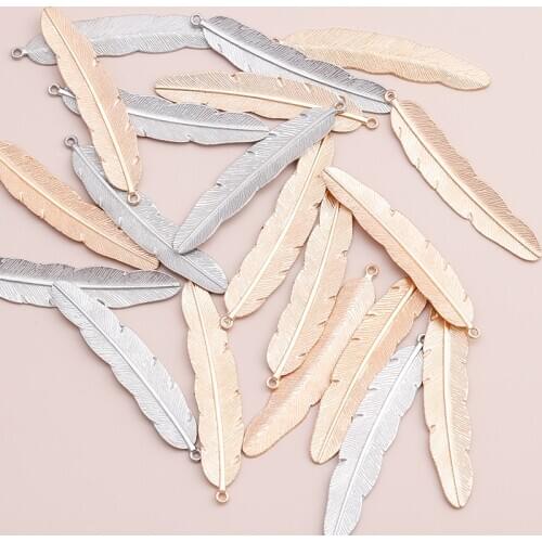 5pcs/lot Long Big Leaves Charms Pendants Necklaces Bracelets 67mm Alloy Leaf Jewelry Making Findings Accessories