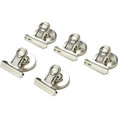 5Pcs Magnetic Clip Magnet Memo Note Message Holder Silver Metal Clamp Multifunctional Creative Paper Office Clips 3cm