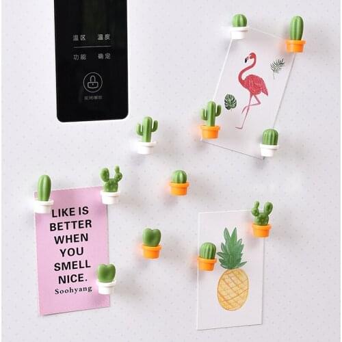 6pcs/Set Cactus Fridge Magnet Cute Mini Magnetic-absorbing Message Sticker Fixed Buckle Iron-absorbing Decorative Accessories